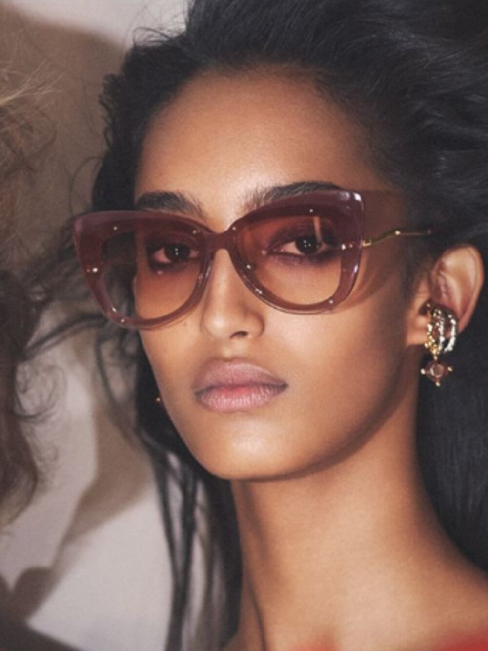 Chloe CE175S 749 Cat Eye Sunglasses Peach Brown Pink Gradient 63mm Gold